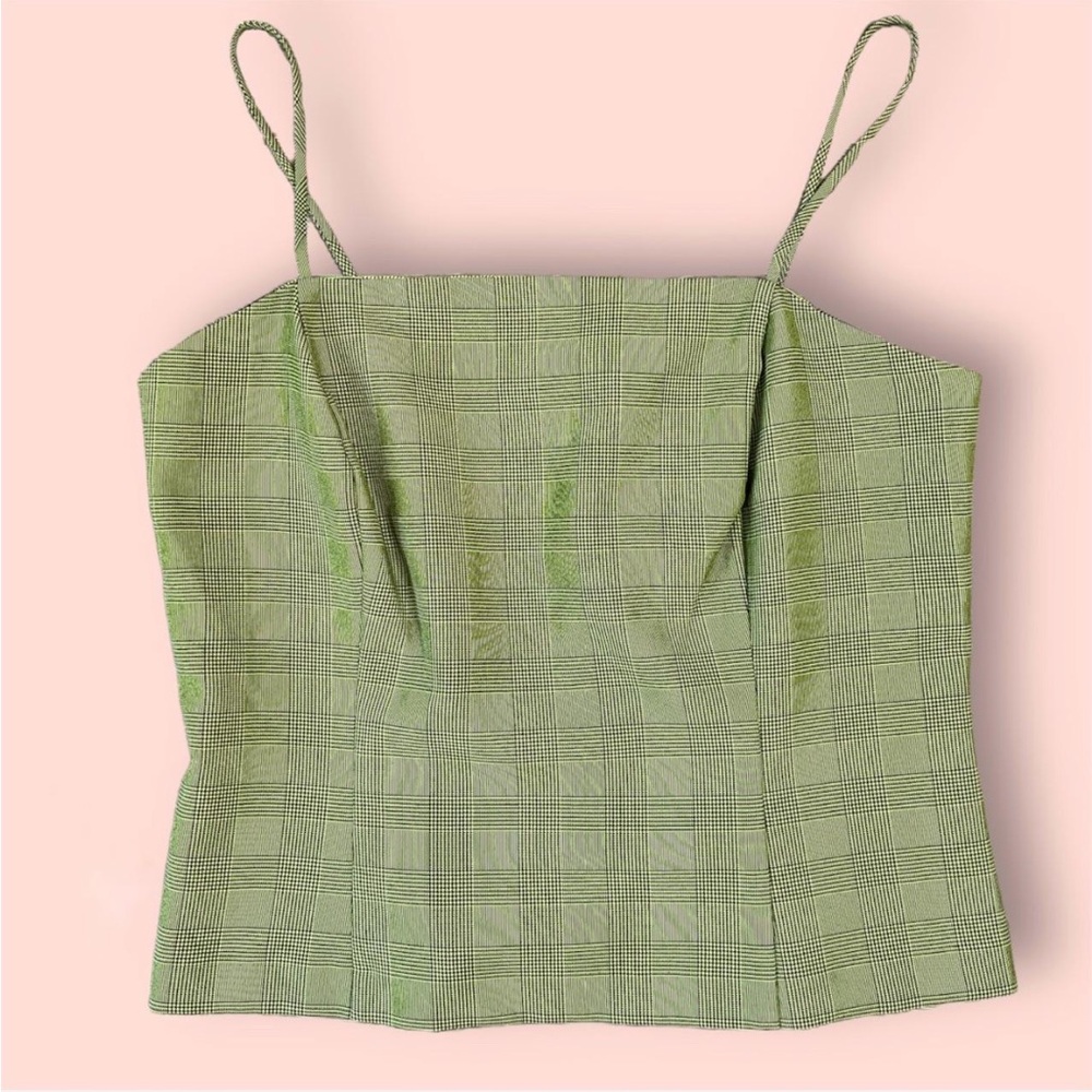 90s/Y2K Green Plaid Tank Top